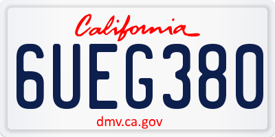 CA license plate 6UEG380