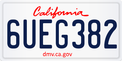 CA license plate 6UEG382