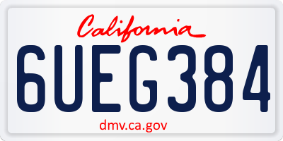 CA license plate 6UEG384