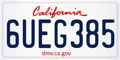 CA license plate 6UEG385