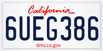 CA license plate 6UEG386