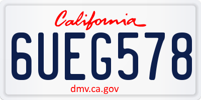 CA license plate 6UEG578