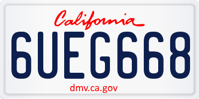 CA license plate 6UEG668