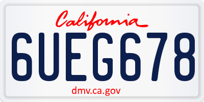 CA license plate 6UEG678