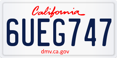 CA license plate 6UEG747