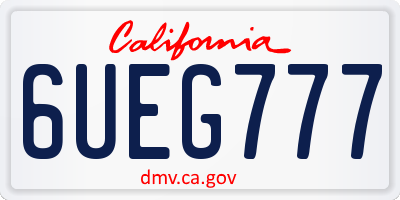CA license plate 6UEG777