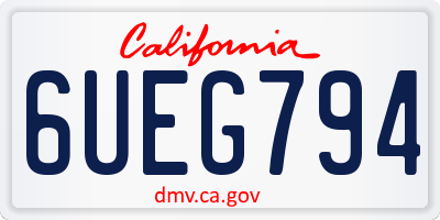 CA license plate 6UEG794