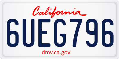 CA license plate 6UEG796