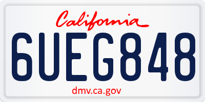 CA license plate 6UEG848