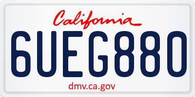 CA license plate 6UEG880