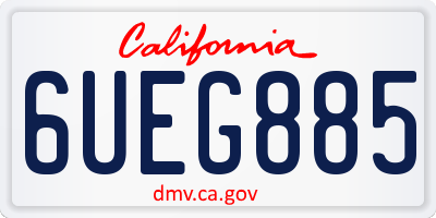 CA license plate 6UEG885