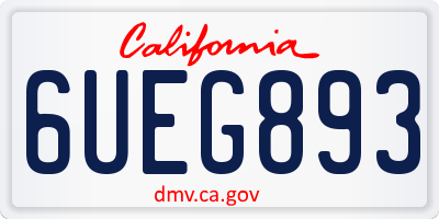 CA license plate 6UEG893