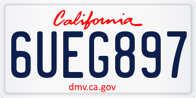CA license plate 6UEG897