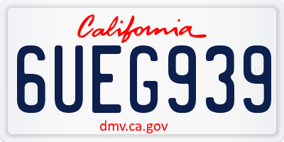 CA license plate 6UEG939