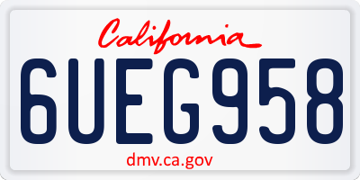 CA license plate 6UEG958