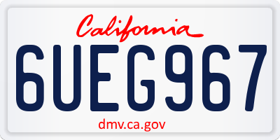 CA license plate 6UEG967