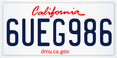 CA license plate 6UEG986