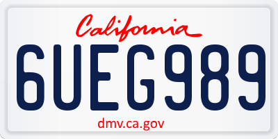 CA license plate 6UEG989