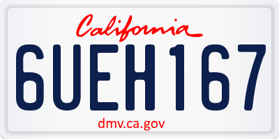 CA license plate 6UEH167