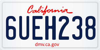 CA license plate 6UEH238