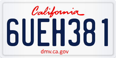 CA license plate 6UEH381