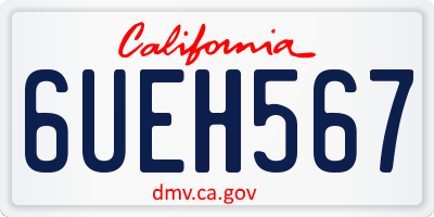 CA license plate 6UEH567