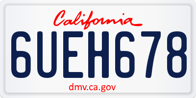 CA license plate 6UEH678
