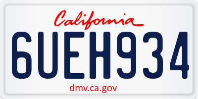 CA license plate 6UEH934
