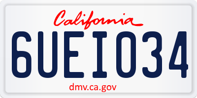 CA license plate 6UEI034