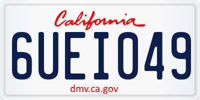 CA license plate 6UEI049