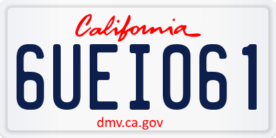 CA license plate 6UEI061