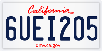 CA license plate 6UEI205
