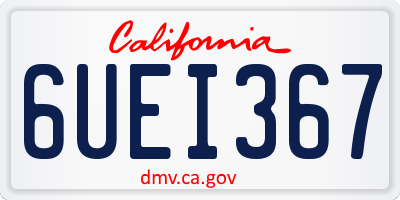 CA license plate 6UEI367