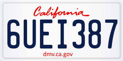 CA license plate 6UEI387