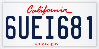 CA license plate 6UEI681