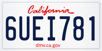 CA license plate 6UEI781
