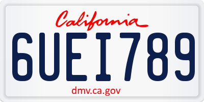 CA license plate 6UEI789