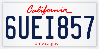 CA license plate 6UEI857