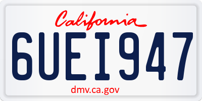 CA license plate 6UEI947