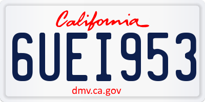 CA license plate 6UEI953