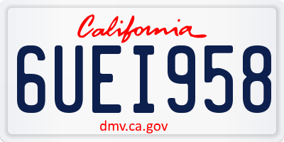 CA license plate 6UEI958