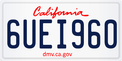 CA license plate 6UEI960