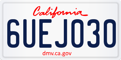 CA license plate 6UEJ030