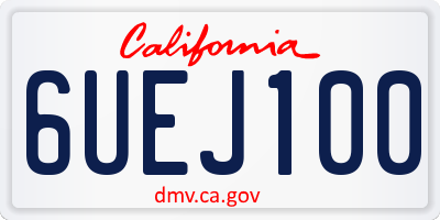 CA license plate 6UEJ100