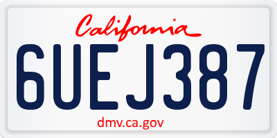 CA license plate 6UEJ387