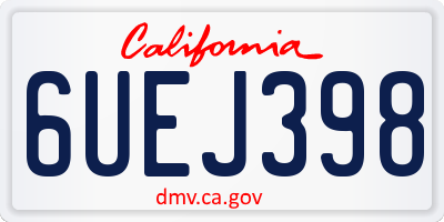 CA license plate 6UEJ398
