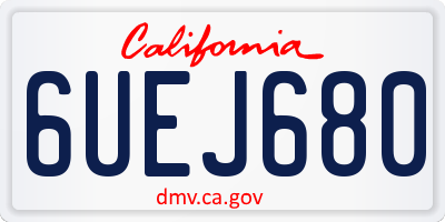 CA license plate 6UEJ680