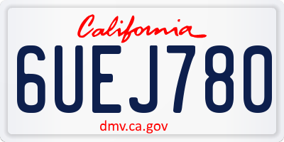CA license plate 6UEJ780