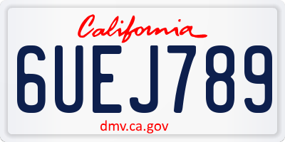 CA license plate 6UEJ789