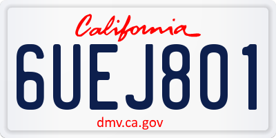 CA license plate 6UEJ801